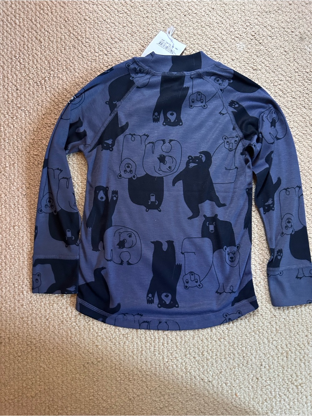 Polarn O. Pyret kids unisex blue Bear Print Base Layer, size 4-6, New w/ tags - Picture 3 of 3